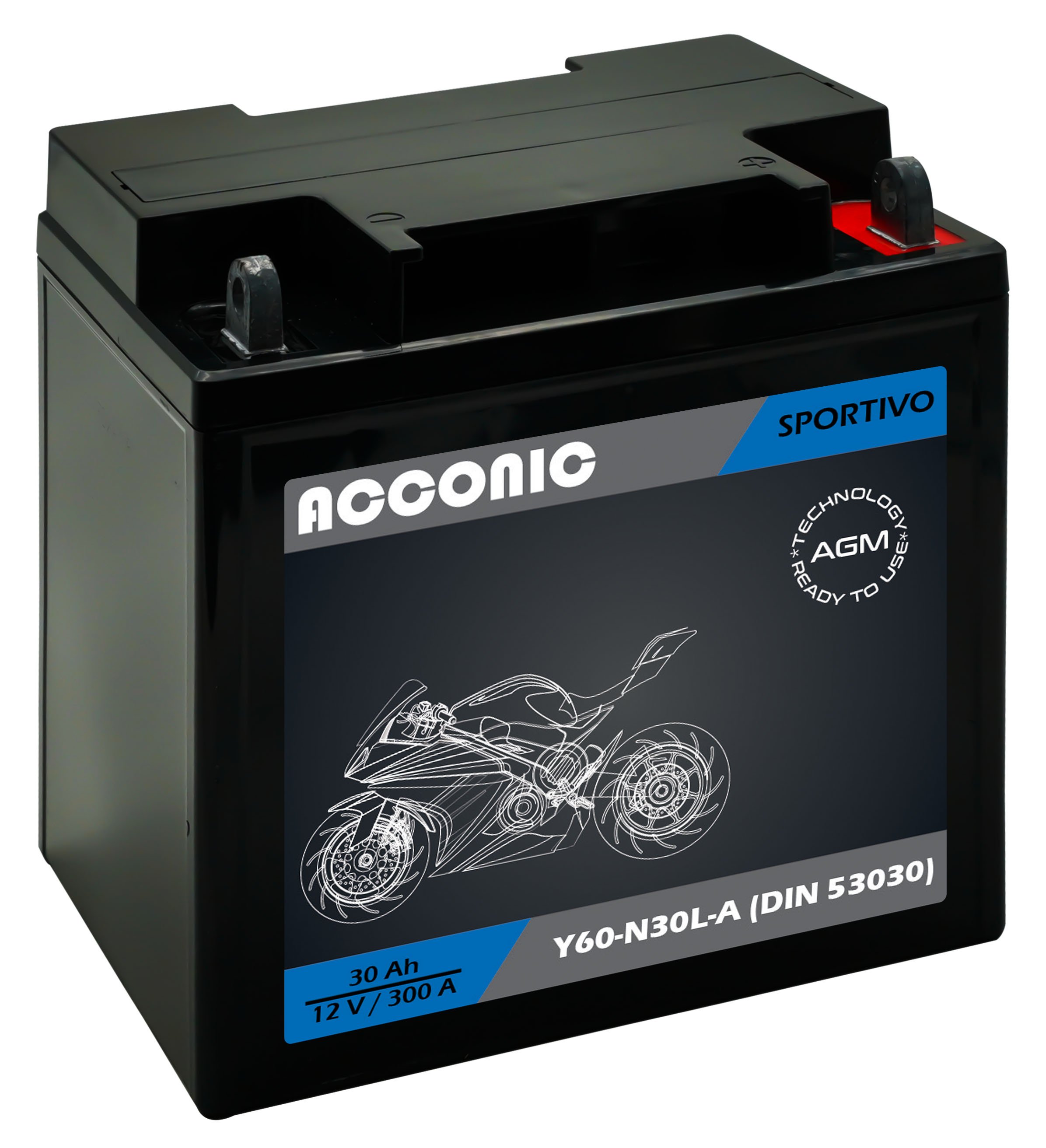 ACCONIC Sportivo AGM Y60-N30L-A Motorradbatterie 30 Ah 12V (DIN 53030)
